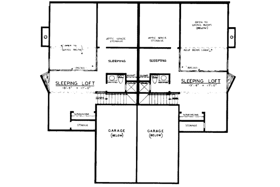 Floor Plan - Upper Floor House Plan #303-272 - 2 bed, 2 bath