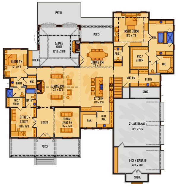Country Floor Plan - Main Floor Plan #1081-45