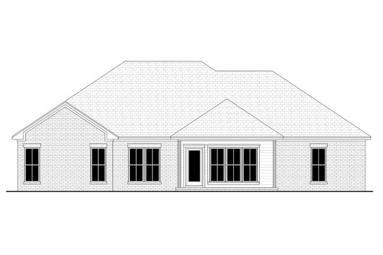 Exterior - Rear Elevation for Ranch House Plan #430-283 - 4 bed, 2 bath