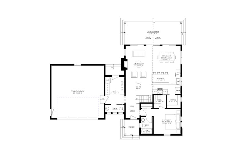 House Plan Design - Floor Plan - Main Floor for Cabin House Plan #1114-9 - 2 bed, 2 bath