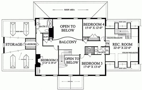 House Blueprint - Classical Floor Plan - Upper Floor Plan #137-158