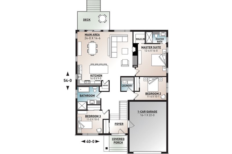 Dream House Plan - Floor Plan - Main Floor for Modern House Plan #23-2698 - 3 bed, 2 bath