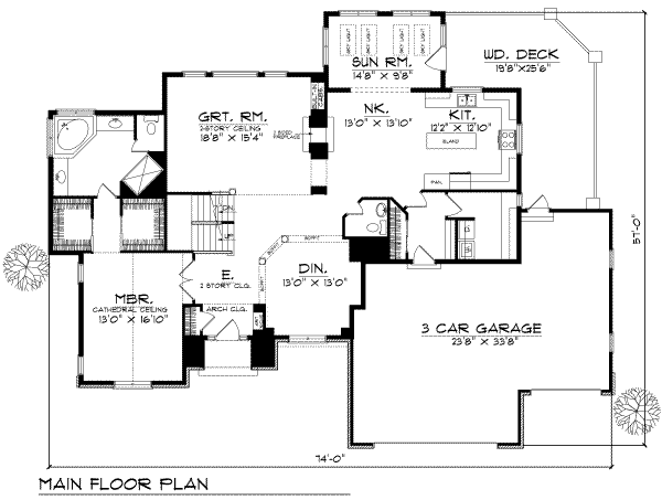 Traditional Floor Plan - Main Floor Plan #70-455