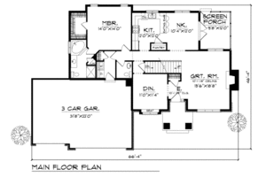 Floor Plan - Main Floor for Traditional House Plan #70-284 - 4 bed, 2.5 bath