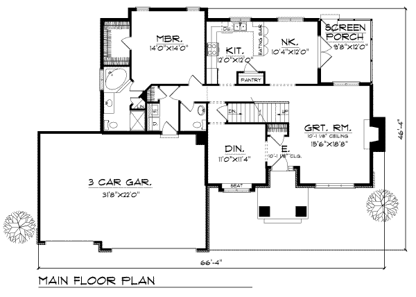 Traditional Floor Plan - Main Floor Plan #70-284