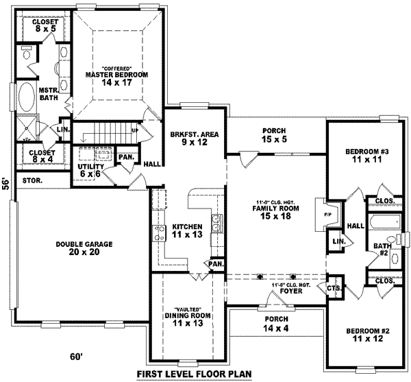 Floor Plan - Main Floor for European House Plan #81-1015 - 3 bed, 2 bath
