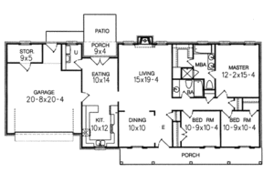 Floor Plan - Main Floor for Ranch House Plan #15-109 - 3 bed, 2 bath