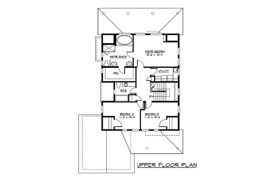 Floor Plan - Upper Floor for Craftsman House Plan #132-187 - 3 bed, 2.5 bath