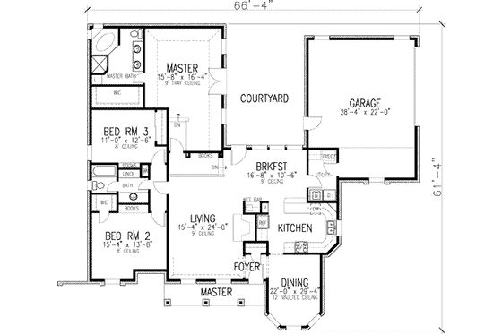 Floor Plan - Main Floor for European House Plan #410-386 - 3 bed, 2 bath