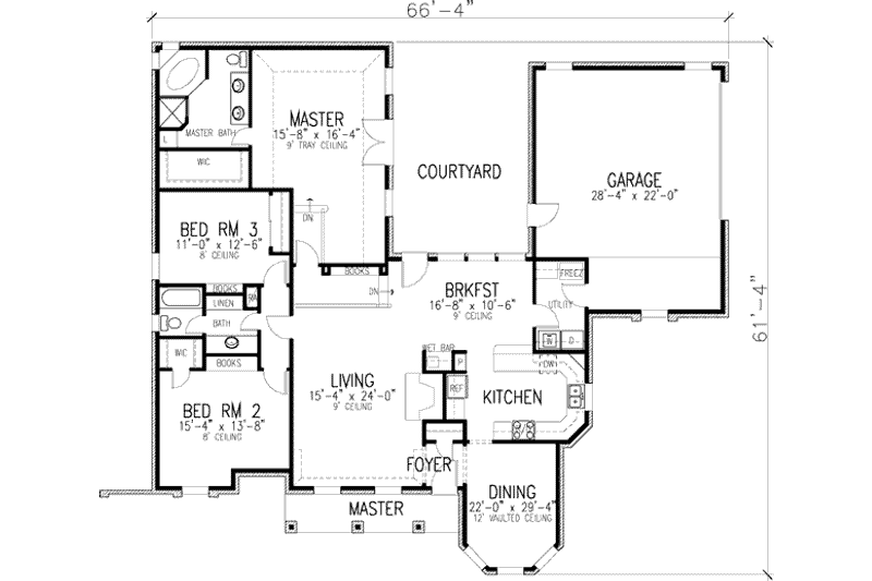 Dream House Plan - Floor Plan - Main Floor for European House Plan #410-386 - 3 bed, 2 bath
