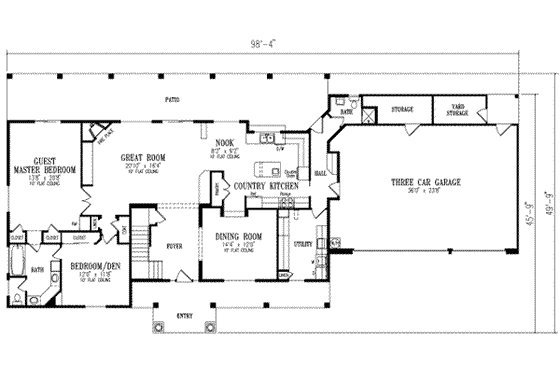 Floor Plan - Main Floor for Traditional House Plan #1-748 - 3 bed, 2.5 bath