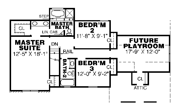Colonial Floor Plan - Upper Floor Plan #34-141