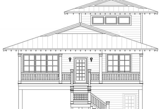 Exterior - Front Elevation 3 for Beach House Plan #932-274 - 4 bed, 4 bath