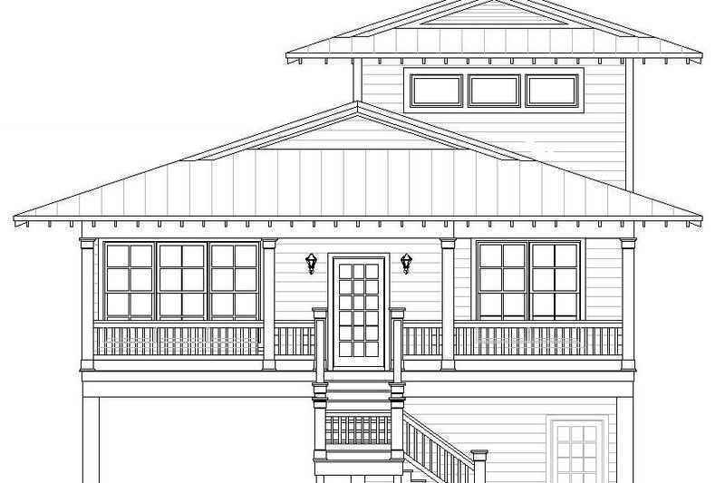 House Blueprint - Exterior - Front Elevation 3 for Beach House Plan #932-274 - 4 bed, 4 bath