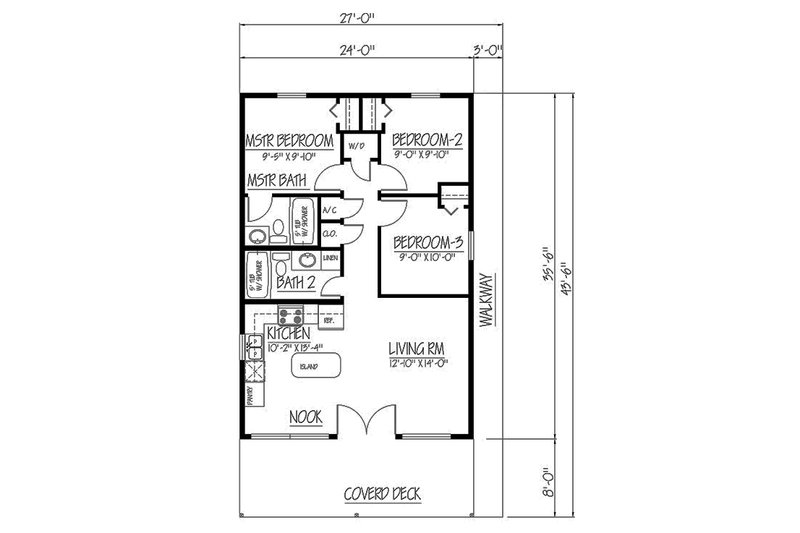 Dream House Plan - Floor Plan - Main Floor for Cabin House Plan #1061-25 - 3 bed, 2 bath