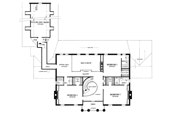 Floor Plan - Upper Floor for Classical House Plan #137-242 - 4 bed, 4 bath
