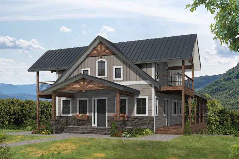 Dream House Plan - Craftsman Exterior - Front Elevation Plan #117-1041