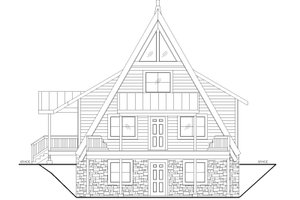 Exterior - Rear Elevation for Cabin House Plan #117-1014 - 2 bed, 2 bath