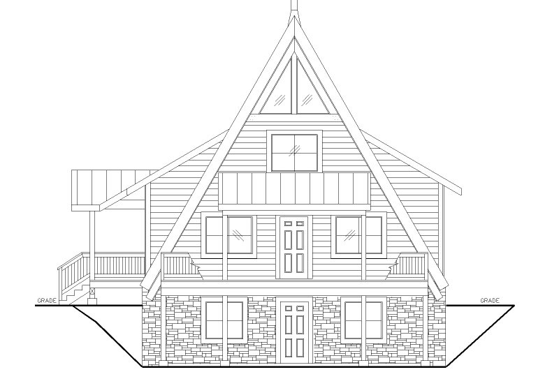 House Design - Exterior - Rear Elevation for Cabin House Plan #117-1014 - 2 bed, 2 bath