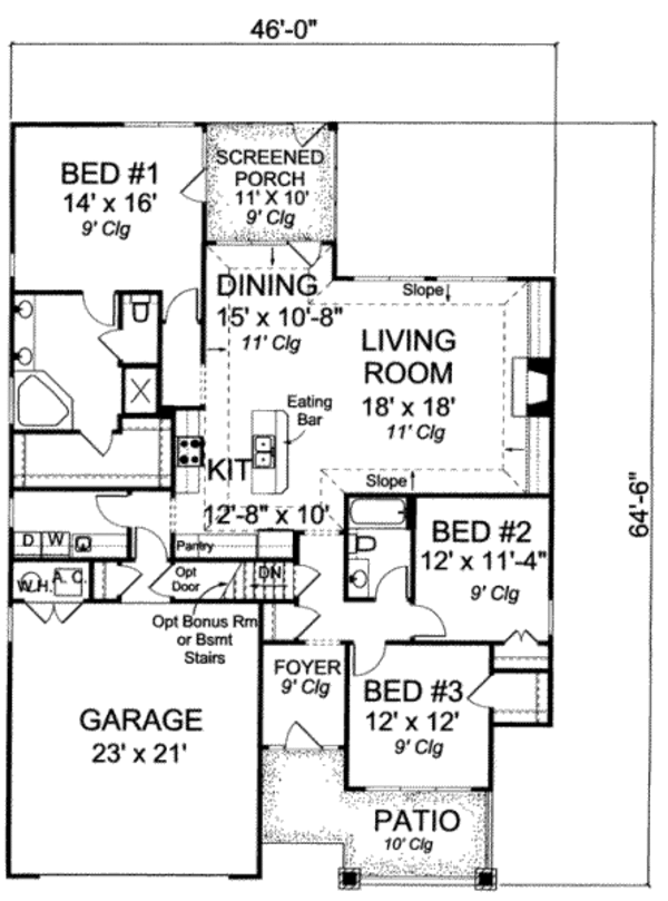 Floor Plan - Main Floor for Traditional House Plan #20-1837 - 4 bed, 2 bath