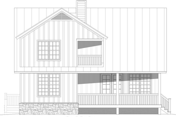 Exterior - Rear Elevation for Farmhouse House Plan #932-703 - 3 bed, 2.5 bath