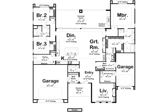 Floor Plan - Main Floor for Modern House Plan #455-705 - 3 bed, 2.5 bath