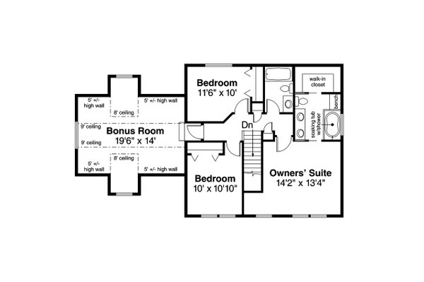 Architectural House Design - Colonial Floor Plan - Upper Floor Plan #124-360