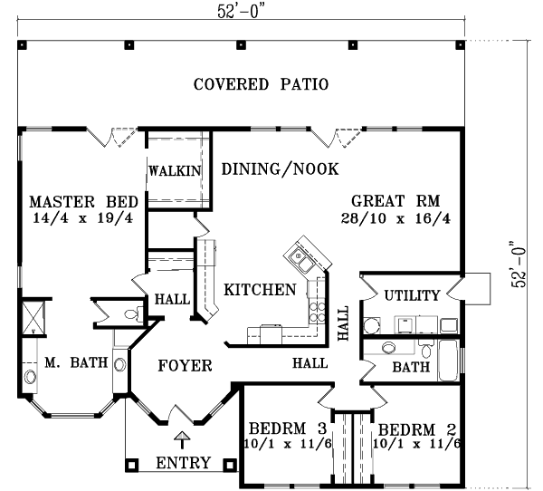 Adobe / Southwestern Floor Plan - Main Floor Plan #1-1386
