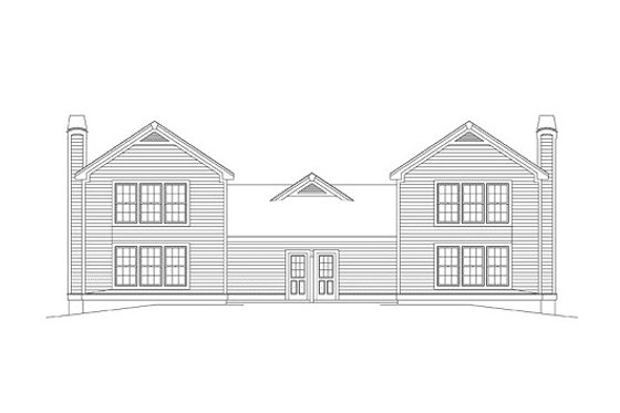 Exterior - Rear Elevation for Traditional House Plan #57-571 - 2 bed, 1.5 bath