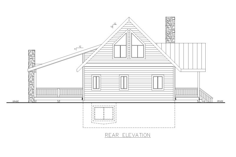 Architectural House Design - Exterior - Rear Elevation for Cabin House Plan #117-953 - 3 bed, 2.5 bath