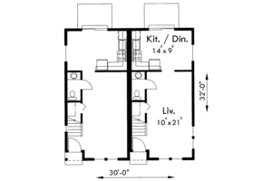 Floor Plan - Main Floor for Traditional House Plan #303-358 - 2 bed, 1.5 bath