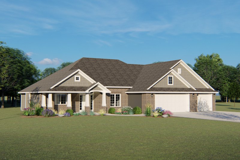 Architectural House Design - Ranch Exterior - Front Elevation Plan #1064-34