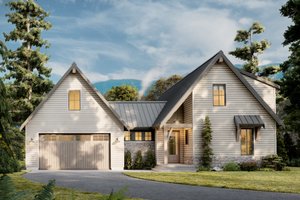 Cabin Exterior - Front Elevation Plan #1114-9