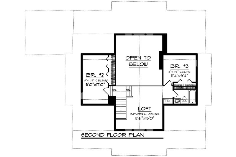 Home Plan - Floor Plan - Upper Floor for Craftsman House Plan #70-1494 - 3 bed, 2.5 bath