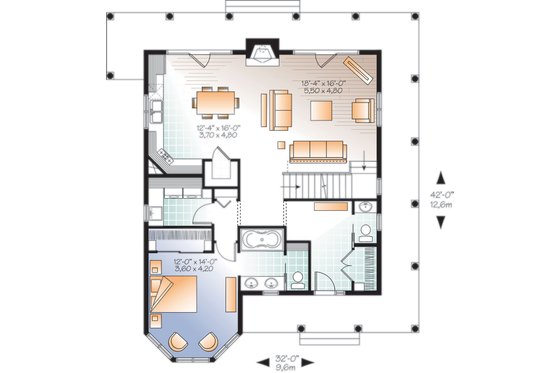 Floor Plan - Main Floor for Cottage House Plan #23-2701 - 4 bed, 3.5 bath