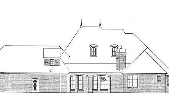 Exterior - Rear Elevation for European House Plan #310-687 - 3 bed, 2.5 bath