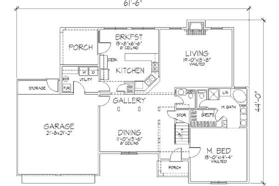 Floor Plan - Main Floor for European House Plan #320-389 - 3 bed, 2.5 bath