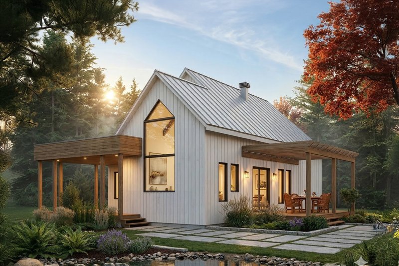House Blueprint - Exterior - Rear Elevation for Modern House Plan #23-2676 - 2 bed, 1 bath