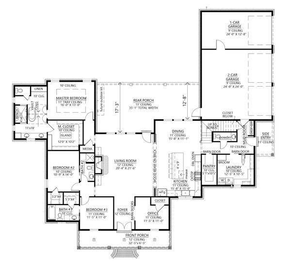 Architectural House Design - Southern Floor Plan - Main Floor Plan #1074-49