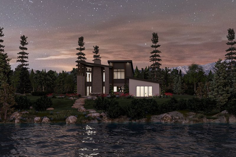 House Blueprint - Exterior - Rear Elevation 1 for Modern House Plan #455-356 - 3 bed, 2.5 bath