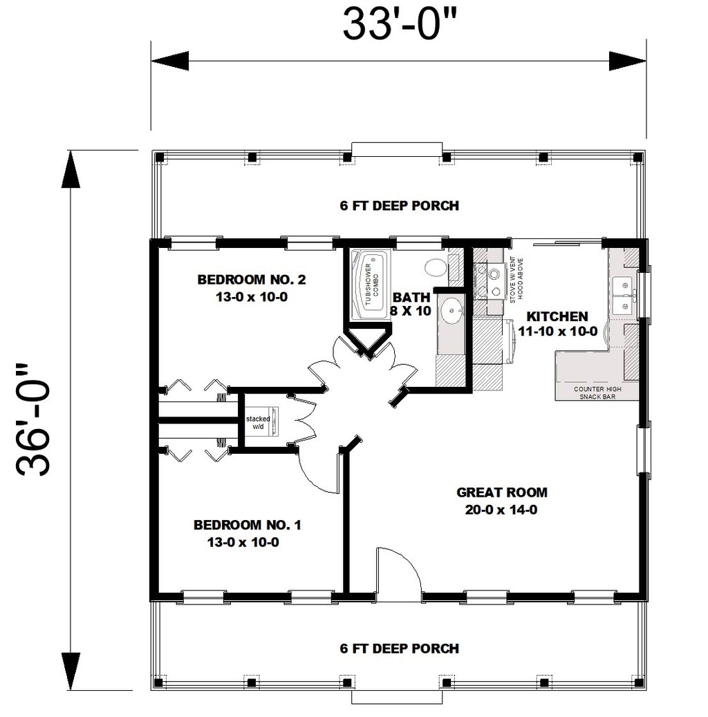 Cottage Style House Plan 2 Beds 1 Baths 792 Sqft Plan 44 268