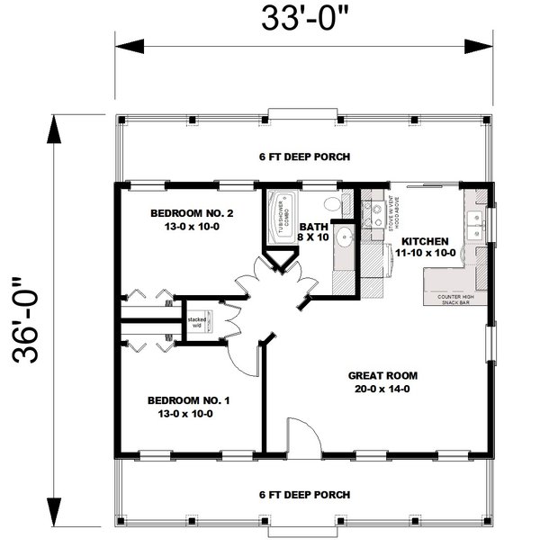 Cottage Floor Plan - Main Floor Plan #44-268