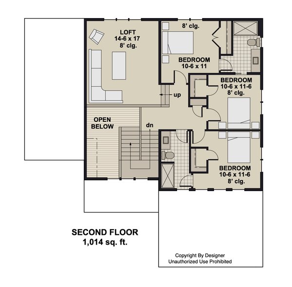 House Blueprint - Bungalow Floor Plan - Upper Floor Plan #51-1423