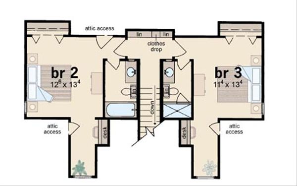 Farmhouse Floor Plan - Upper Floor Plan #36-162