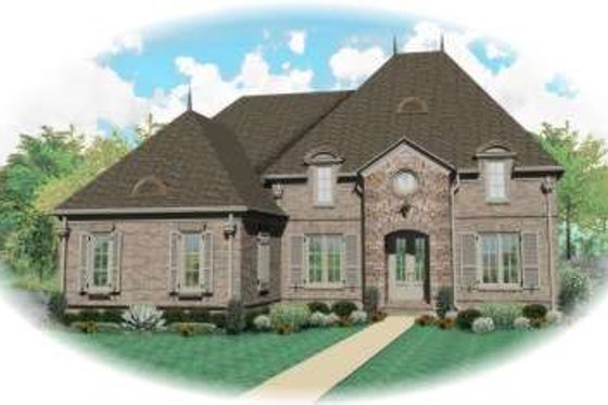 Exterior - Front Elevation for European House Plan #81-1585 - 5 bed, 4 bath