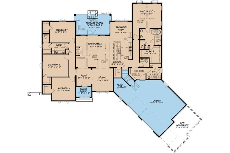Architectural House Design - Floor Plan - Main Floor for European House Plan #923-12 - 4 bed, 2.5 bath