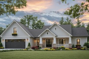 House Blueprint - Craftsman Exterior - Front Elevation Plan #21-629