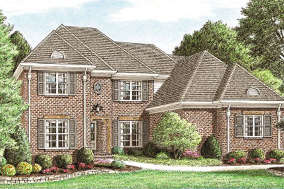 Exterior - Front Elevation for European House Plan #34-216 - 4 bed, 3 bath