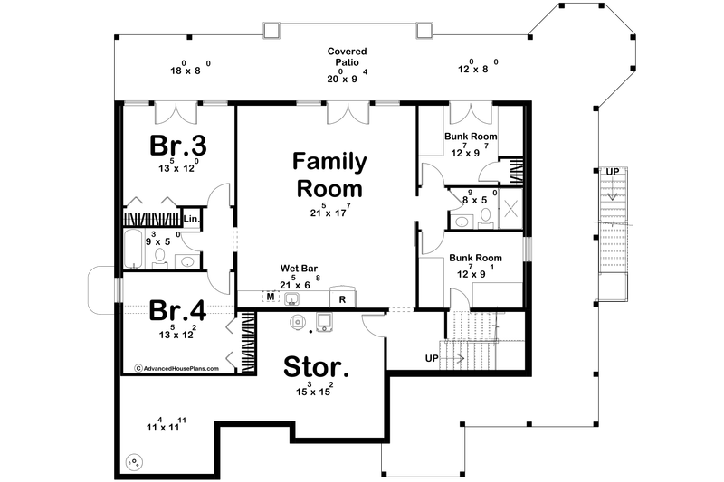 Architectural House Design - Floor Plan - Lower Floor for Beach House Plan #455-794 - 2 bed, 2 bath