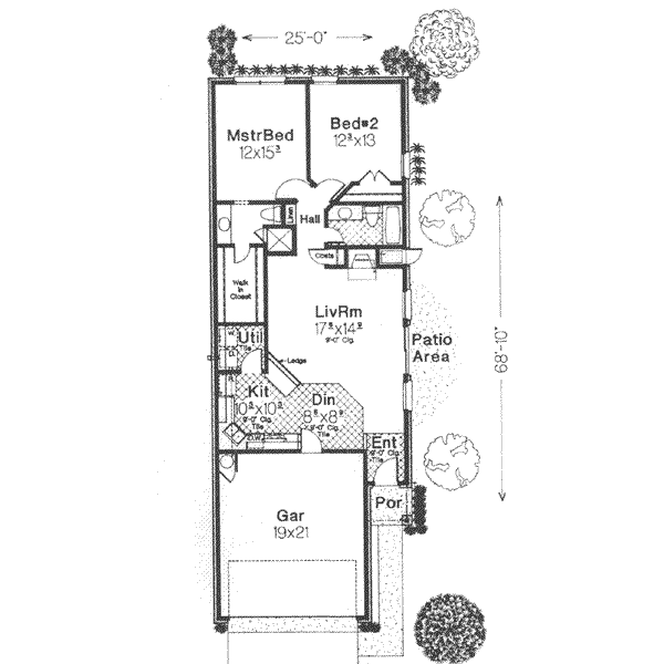 Traditional Style House Plan - 2 Beds 2 Baths 1205 Sq/Ft Plan #310-477 ...